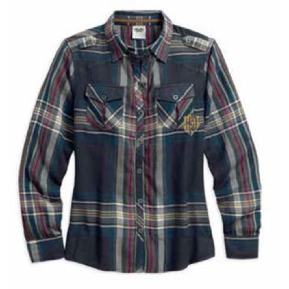 Harley Davidson Gauze & Plaid L/S Shirt NWT